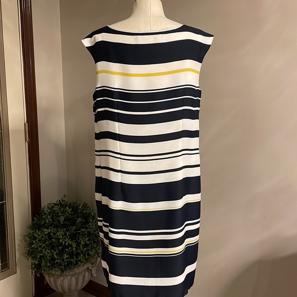 LOFT nautical stripe sleeveless dress zipped side / oval neckline size 12 - 14 - Picture 4 of 12